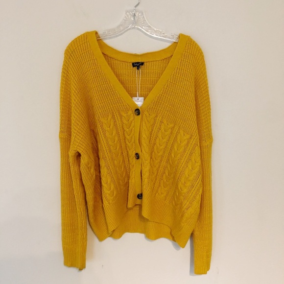 Splendid Sweaters Splendid Mustard Yellow Cable Knit Cardigan Poshmark